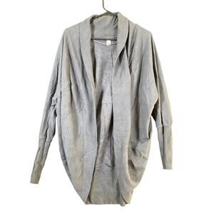 Lucy Womens Sweater Gray Cardigan Cocoon Cotton Blend Long Sleeve Stretch S